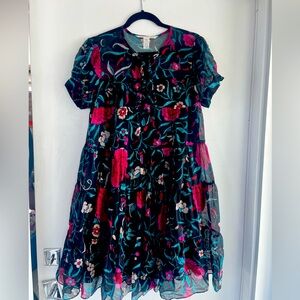 Vintage 1980s Diane Von Furstenburg tiered silk floral print dress